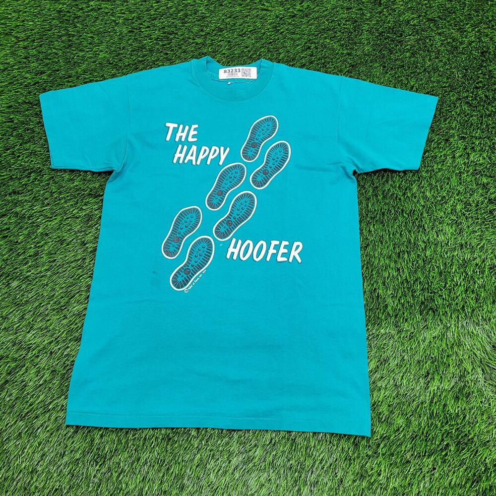 Vintage 1989 The Happy Hoofer Shirt Small 19x26 Blue